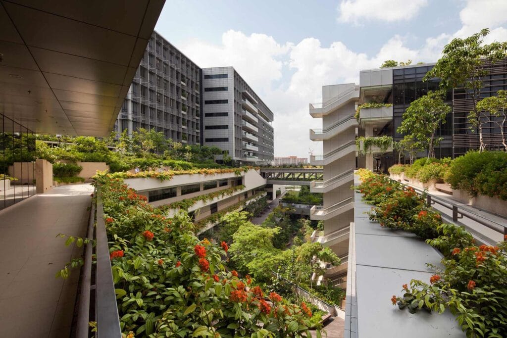 Hospital Khoo Teck Puat, donde vemos la aplicación del diseño biofílico