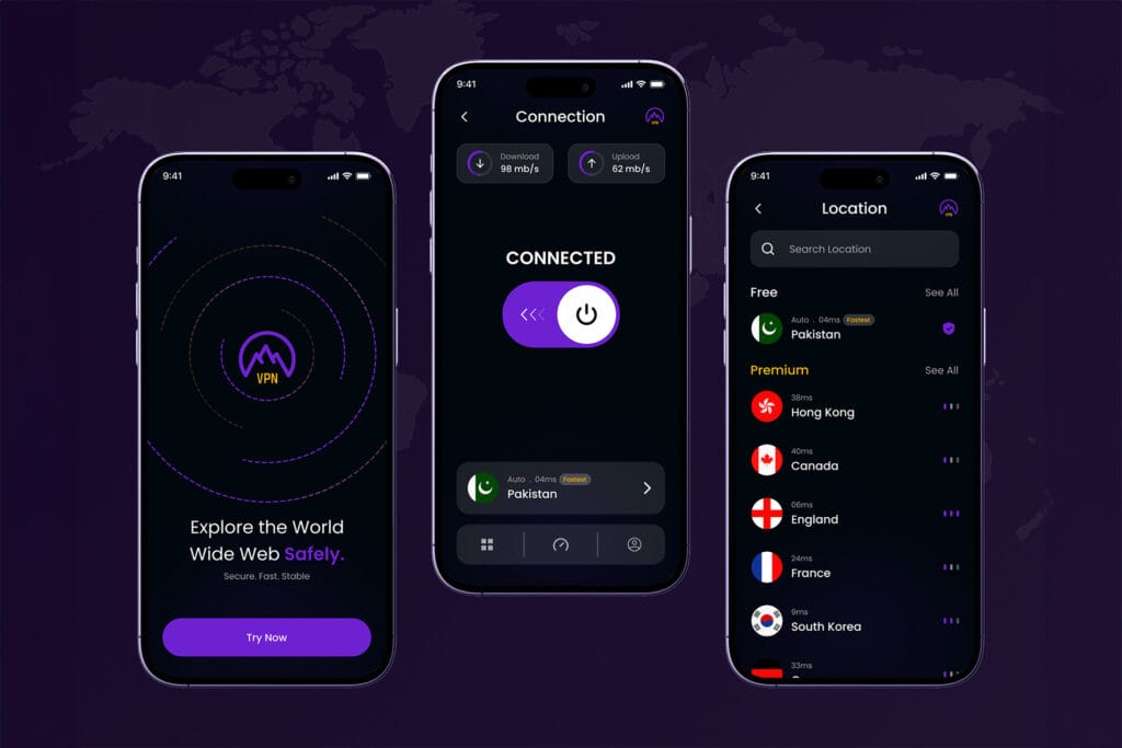 Distintas interfaces de usuario para la configuración de la vpn en dispositivos mobile